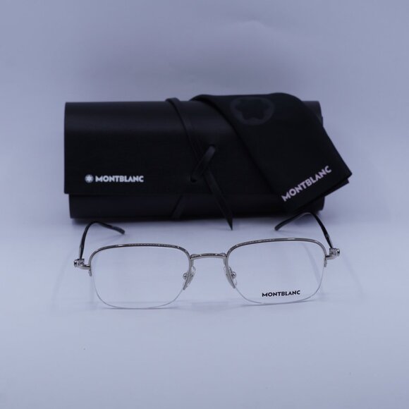Montblanc MB0131O 001 Rectangle Eyeglasses 52mm – Silver/Black - Picture 3 of 10